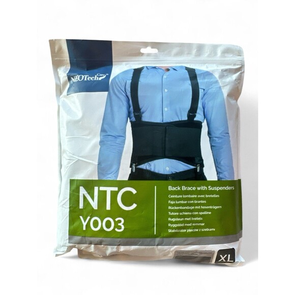 NeoTech Care XL Back Brace with Removable Pants Clips & Detachable Suspenders - Picture 2 of 12